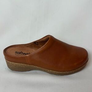 Softwalk Women's Size 9 Arvada Mule Clog Luggage Brown Cushion Comfort Slip On